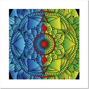 Blue Green Mandala Posters and Art